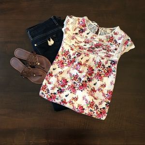 ANTHROPOLOGIE floral top M